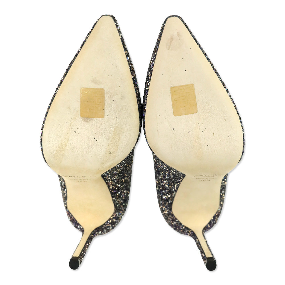 Jimmy Choo Twilight Glitzy Glitter Fabric Romy 100 Pumps