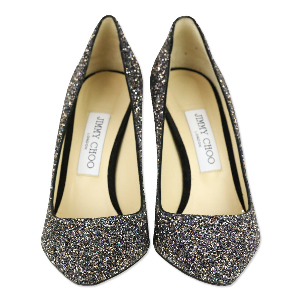 Jimmy Choo Twilight Glitzy Glitter Fabric Romy 100 Pumps