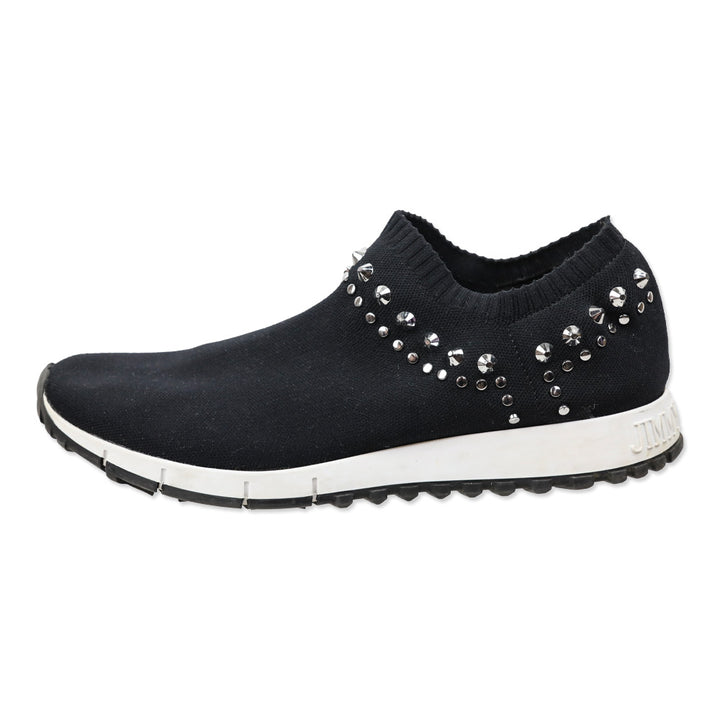 Jimmy Choo Verona Studded Black Knit Slip-on Sneakers