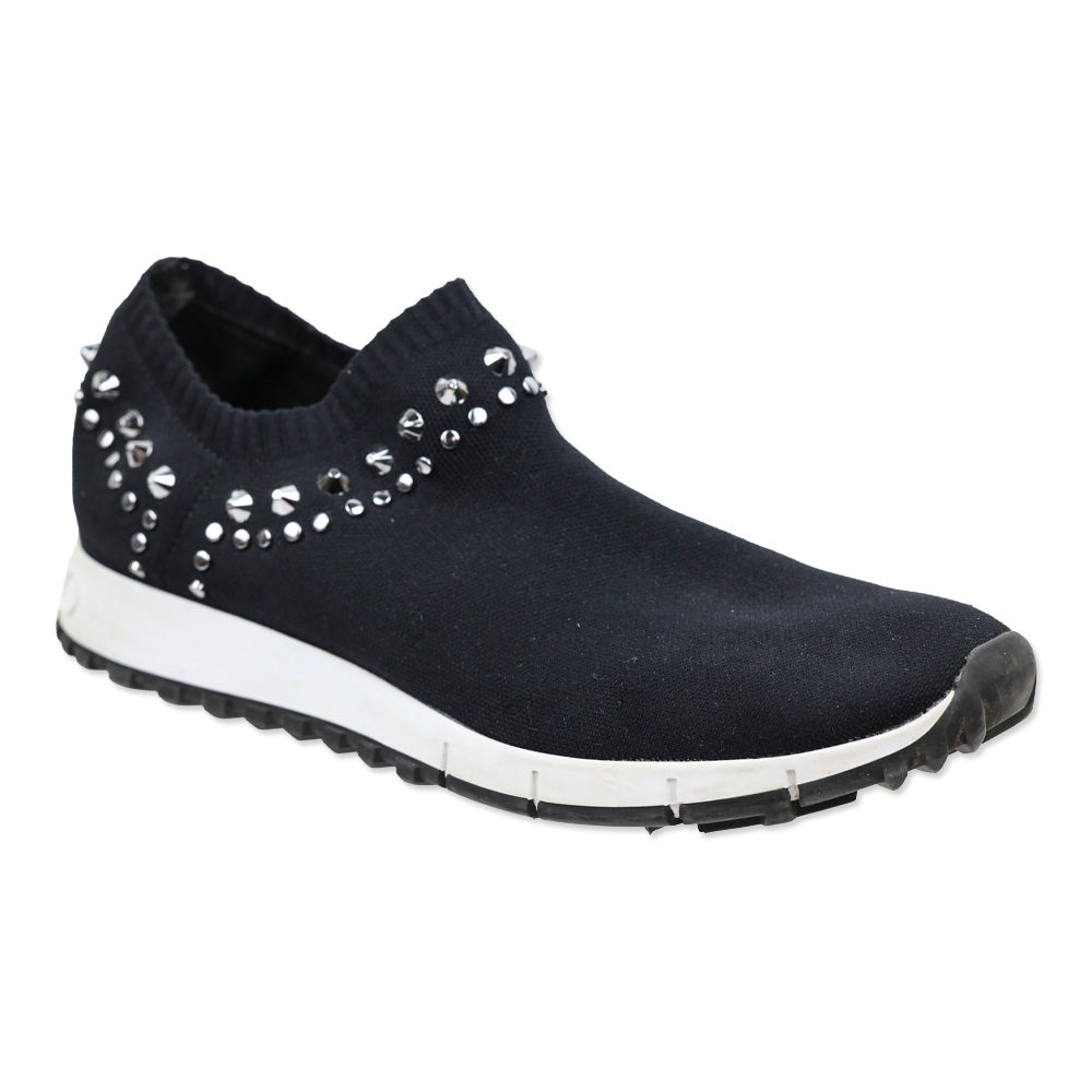 Jimmy Choo Verona Studded Black Knit Slip-on Sneakers