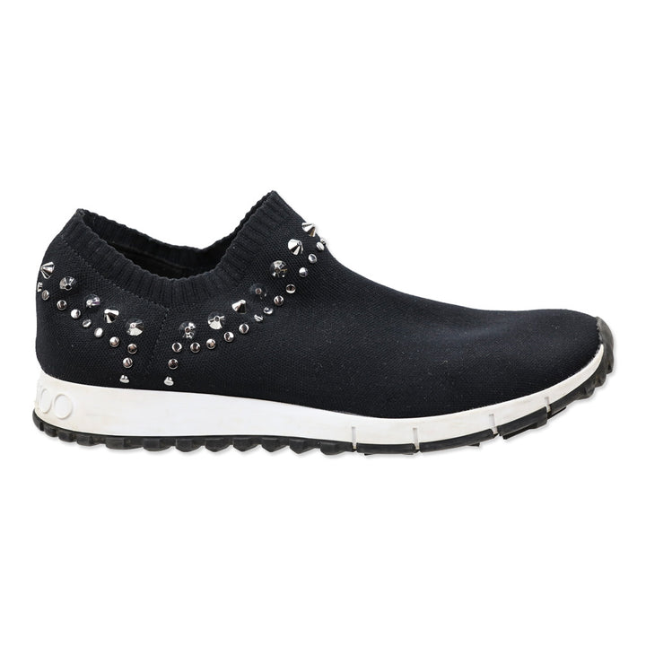 Jimmy Choo Verona Studded Black Knit Slip-on Sneakers