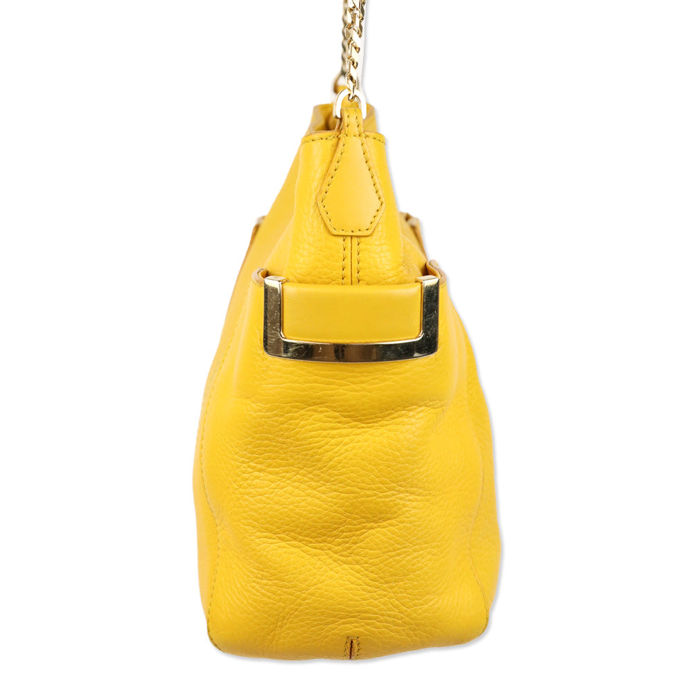 Jimmy Choo Yellow Pebble Leather Hobo Bag