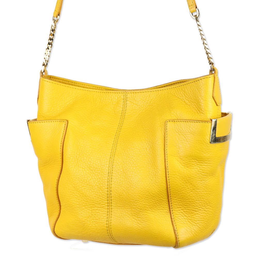 Jimmy Choo Yellow Pebble Leather Hobo Bag