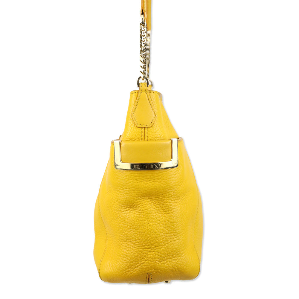 Jimmy Choo Yellow Pebble Leather Hobo Bag