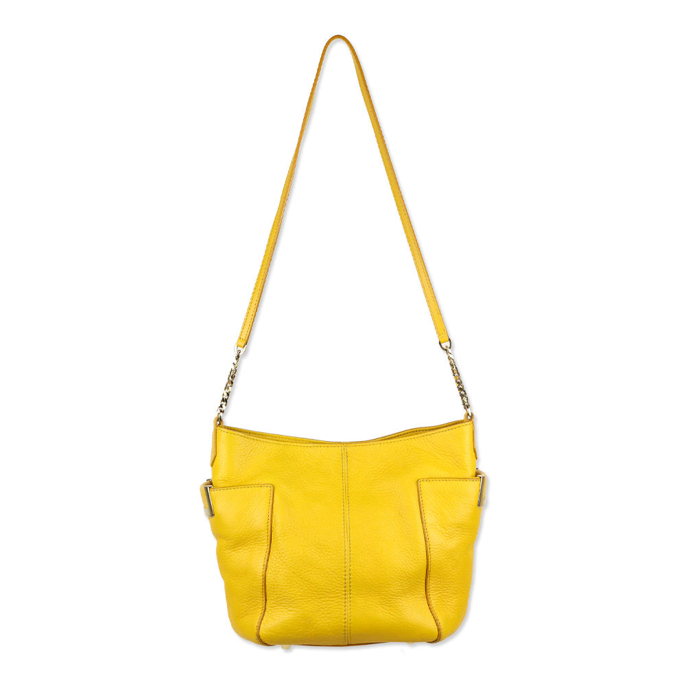 Jimmy Choo Yellow Pebble Leather Hobo Bag