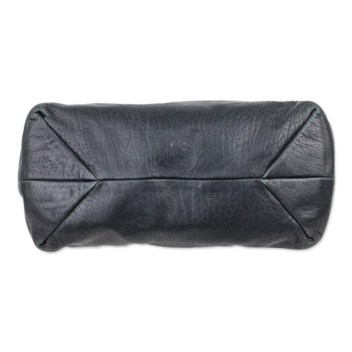 Jimmy Choo Black Grained Leather Whipstitch Tote