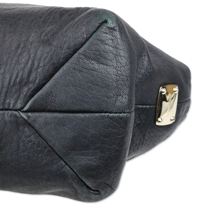 Jimmy Choo Black Grained Leather Whipstitch Tote