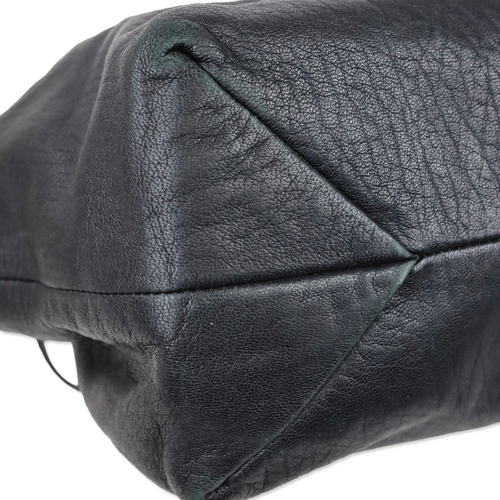 Jimmy Choo Black Grained Leather Whipstitch Tote