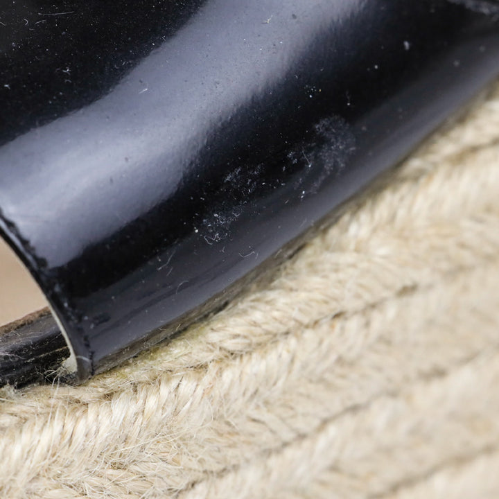 Jimmy Choo Black Patent Leather Wedge Espadrille Slides