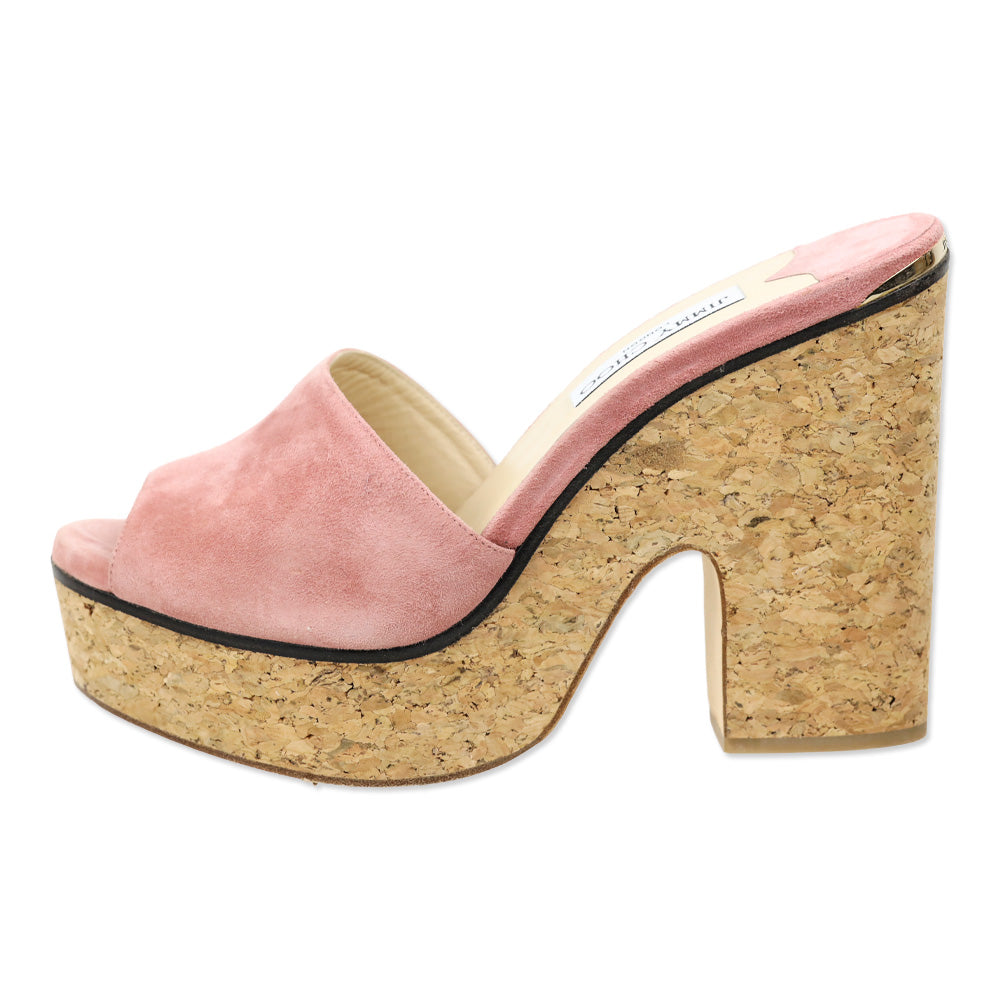 Jimmy Choo Deedee 125 Rosewood Suede Platform Mules