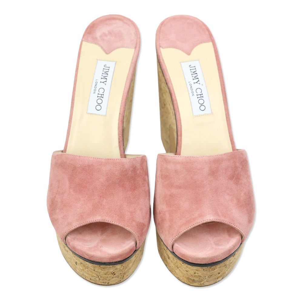 Jimmy Choo Deedee 125 Rosewood Suede Platform Mules