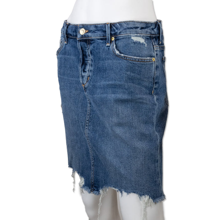 Joe's Distressed Denim Midi Skirt