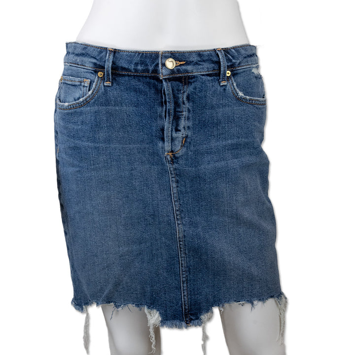 Joe's Distressed Denim Midi Skirt