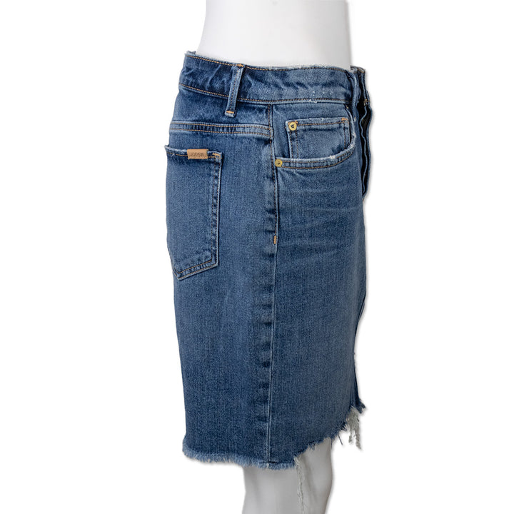 Joe's Distressed Denim Midi Skirt