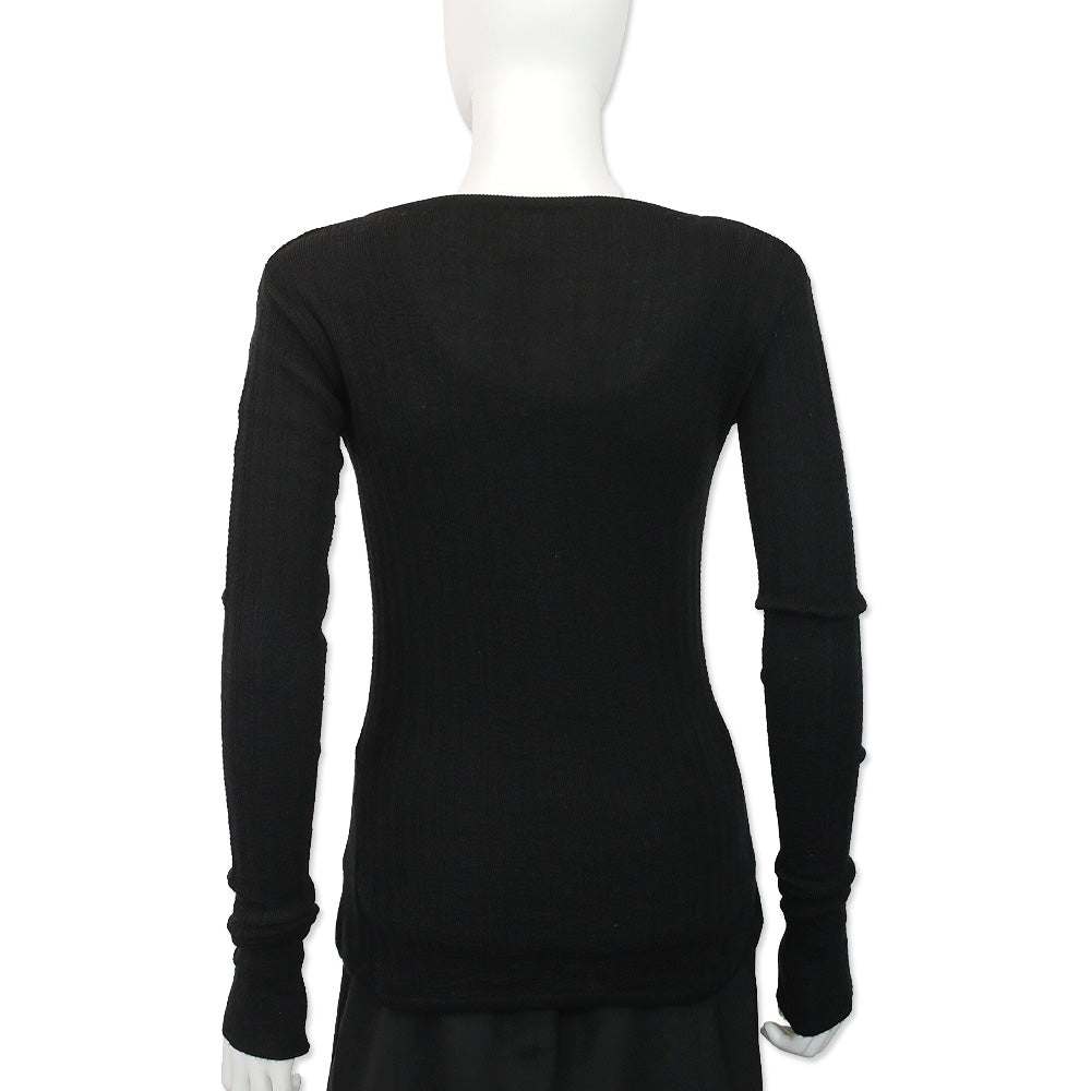 John Galliano Black Wool Blend Ribbed Knit Cardigan