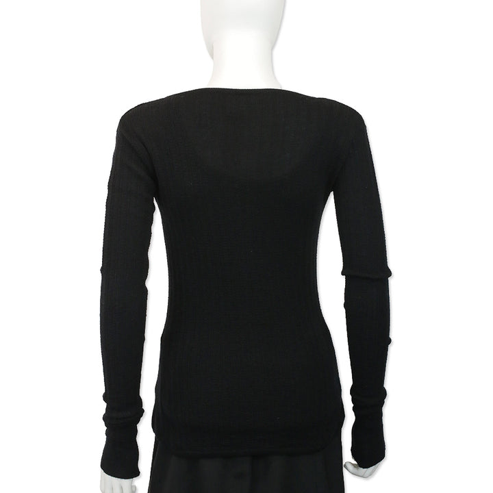 John Galliano Black Wool Blend Ribbed Knit Cardigan