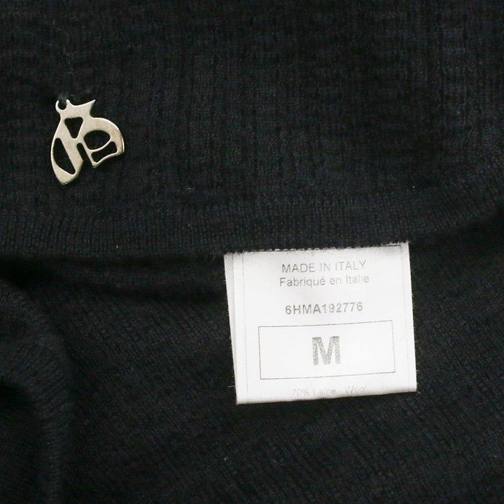 John Galliano Black Wool Blend Ribbed Knit Cardigan