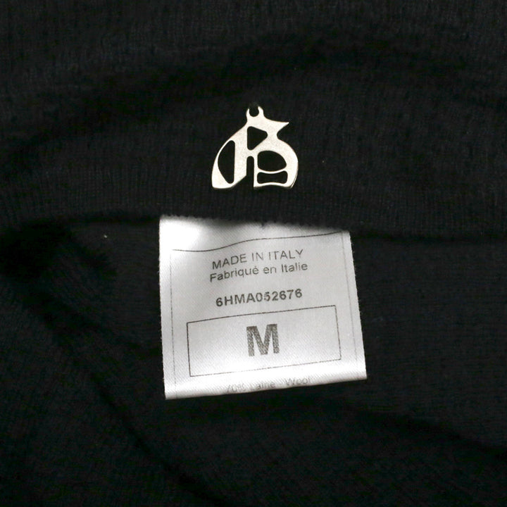John Galliano Black Wool Blend Ribbed Knit Tank Top with Floral Accent