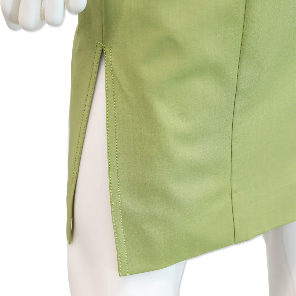 John Galliano Green Sleeveless V-Neck Midi Dress