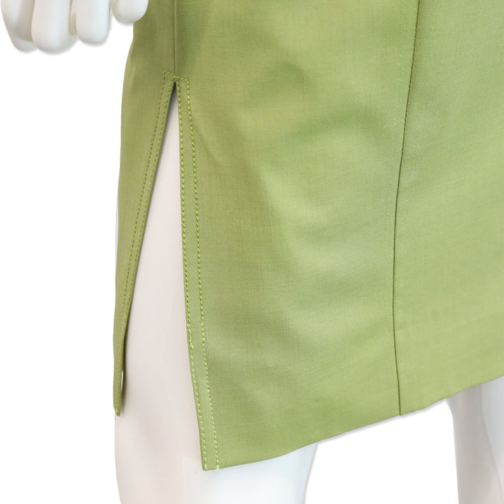John Galliano Green Sleeveless V-Neck Midi Dress