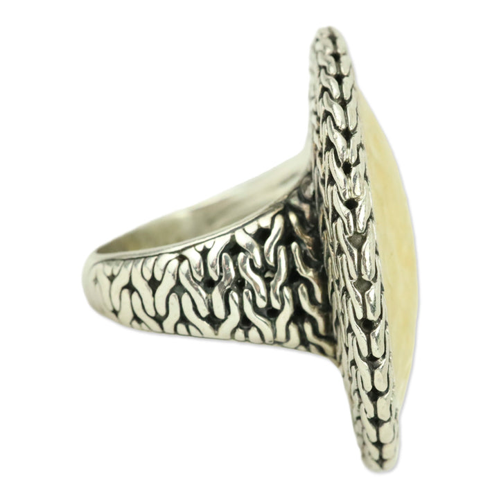 John Hardy 22K Hammered Dome 925 Cable Woven Palu Ring