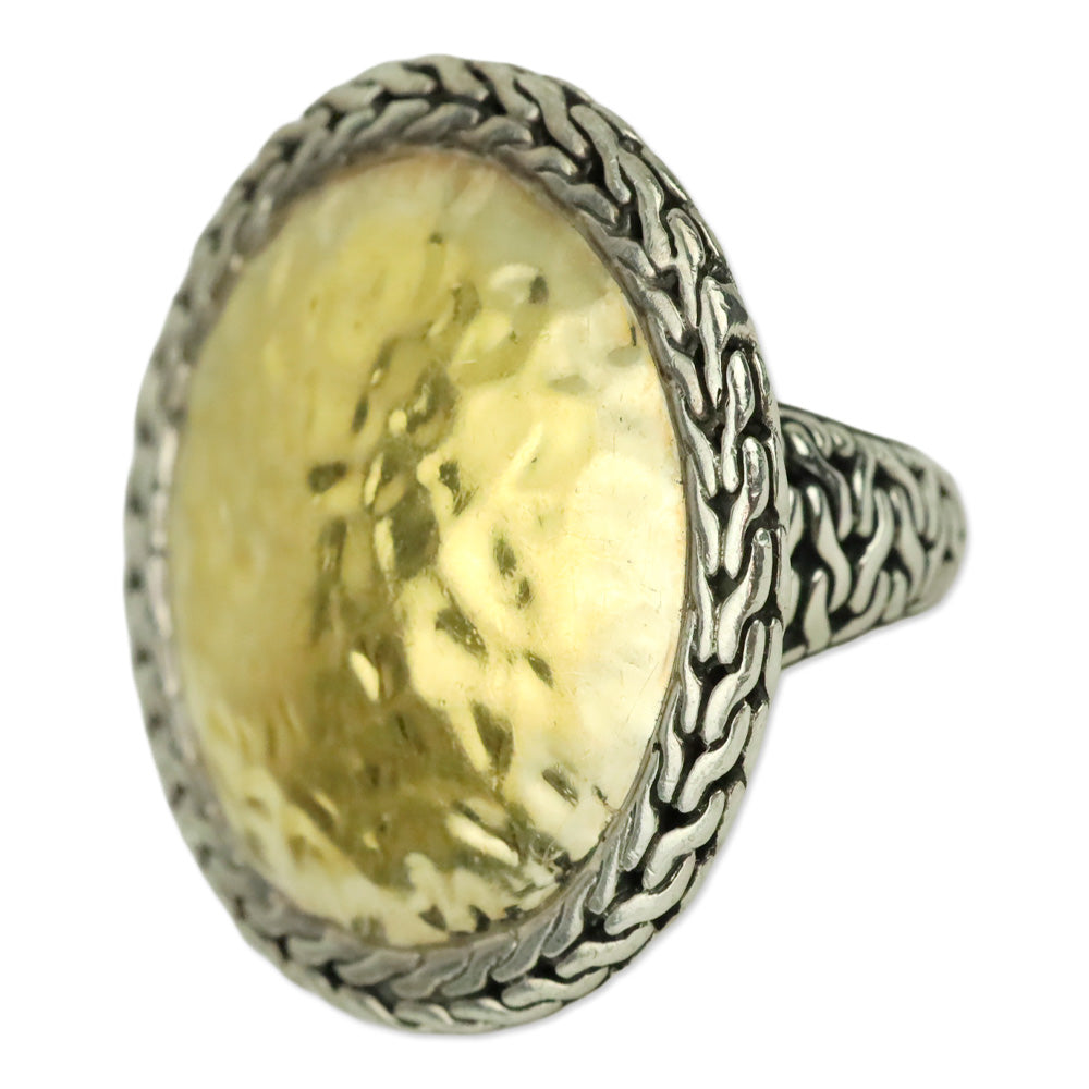 John Hardy 22K Hammered Dome 925 Cable Woven Palu Ring