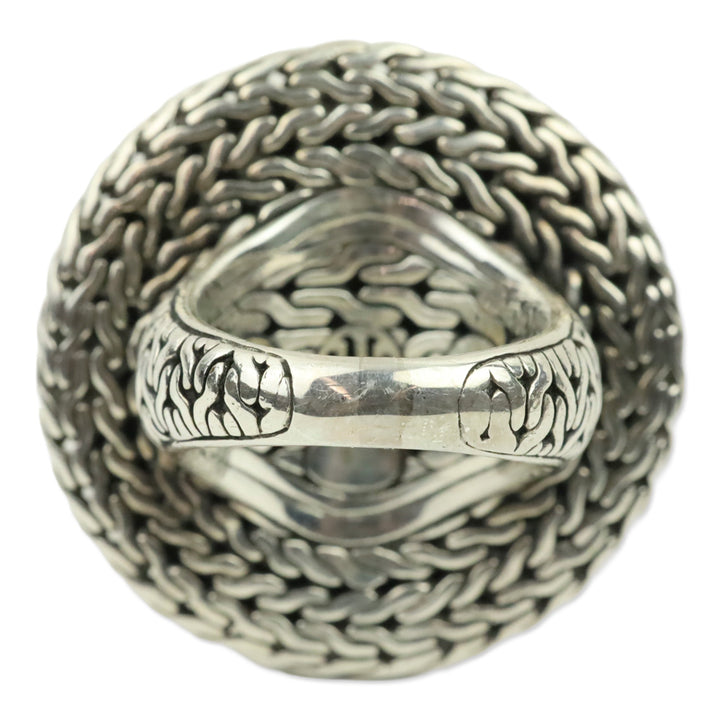 John Hardy 22K Hammered Dome 925 Cable Woven Palu Ring