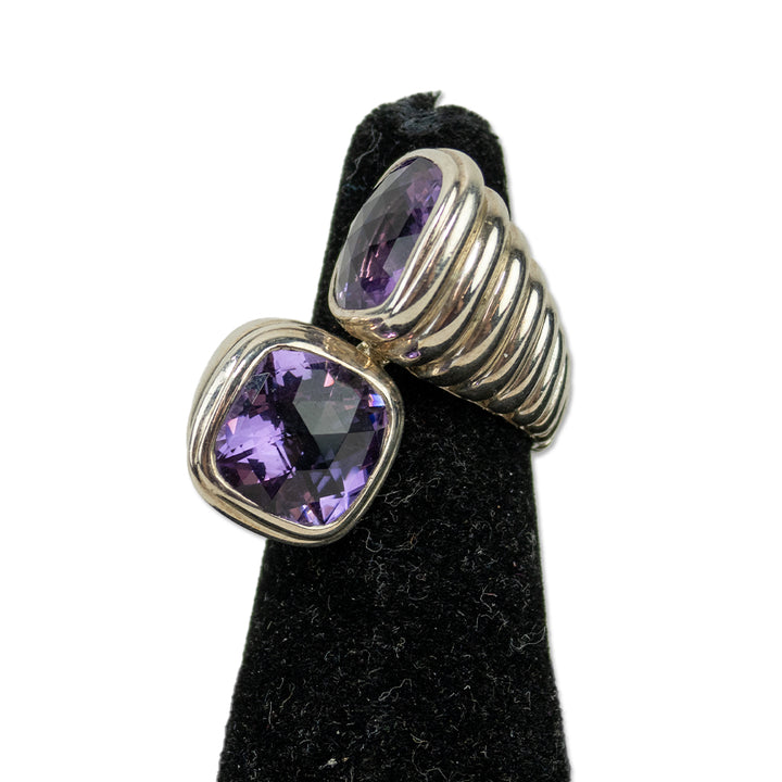 John Hardy Silver Amethyst Bedeg Bypass Ring