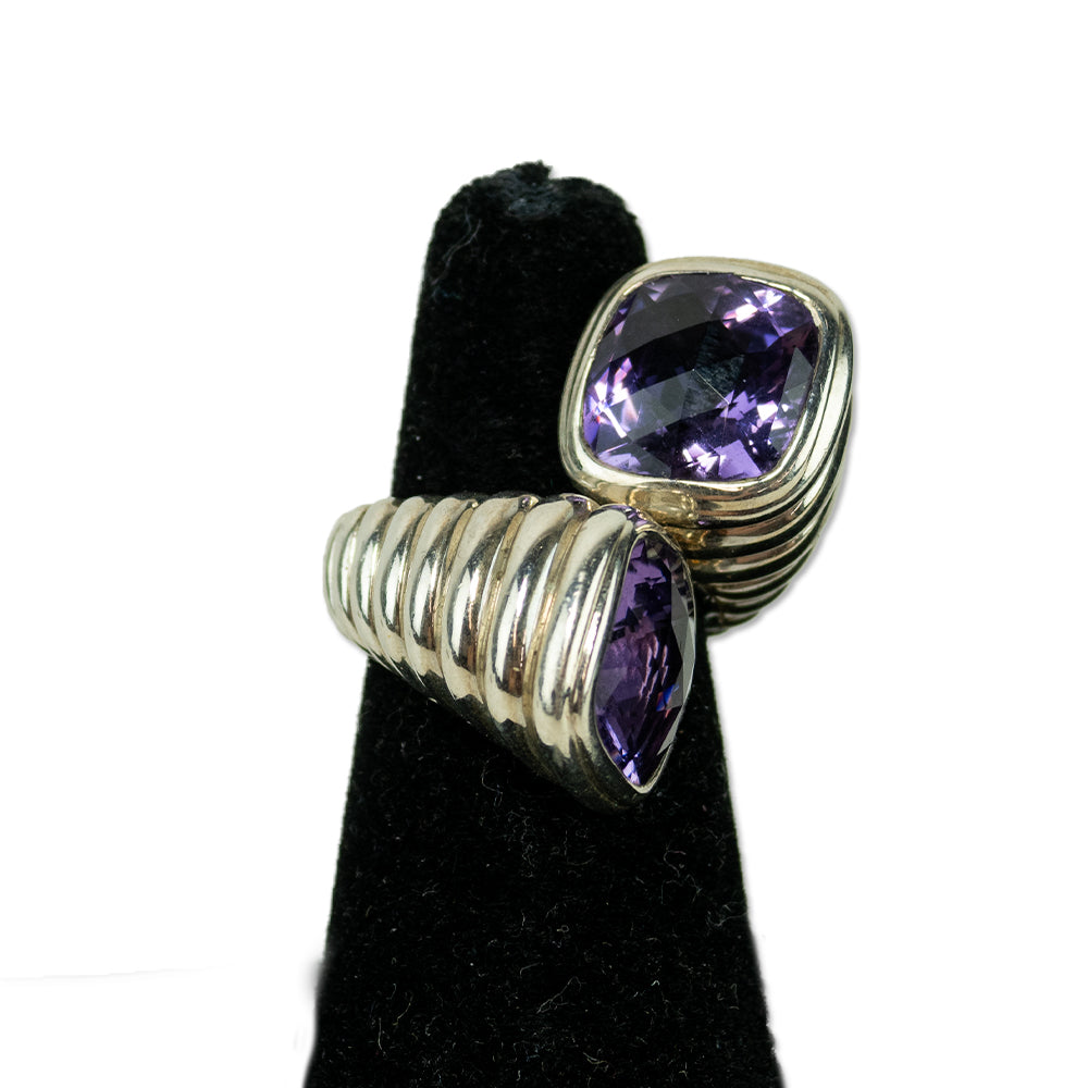 John Hardy Silver Amethyst Bedeg Bypass Ring