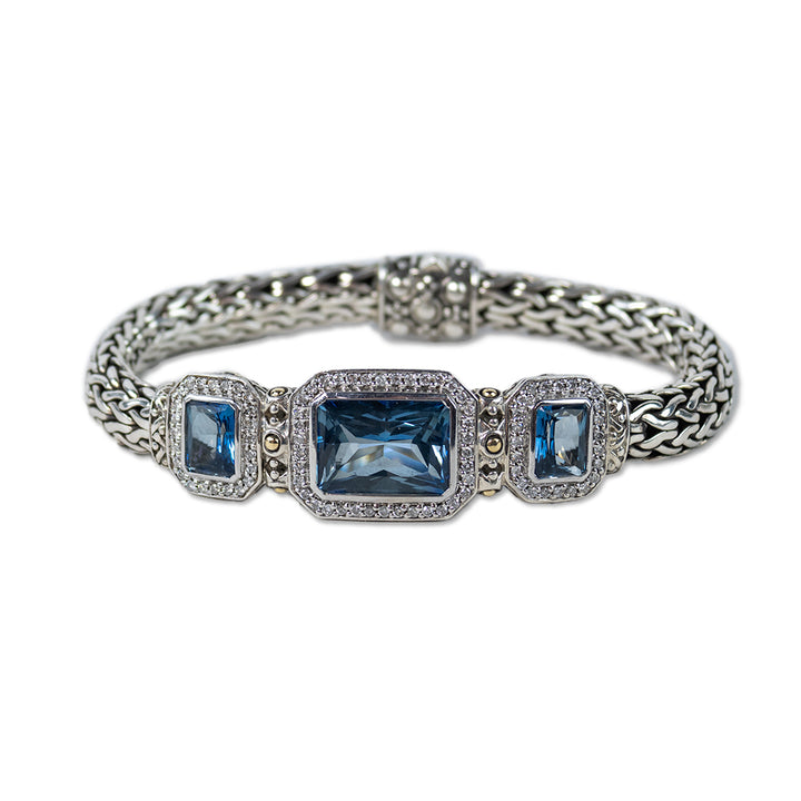 John Hardy Blue Topaz & Diamond Batu Sari Pavé Bracelet