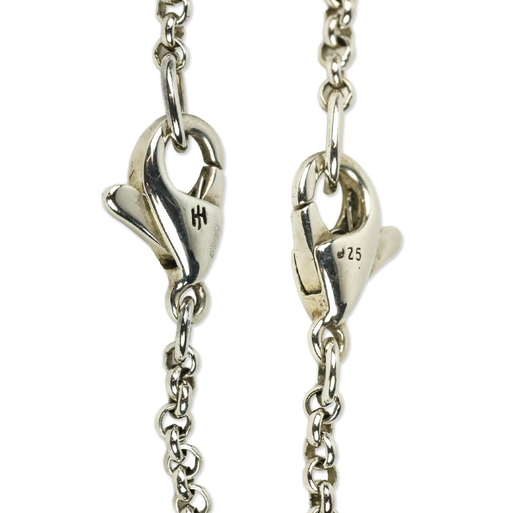 John Hardy CC Silver Diamond Pave Rolo Chain Necklace with Neon Yellow Enamel Pendant