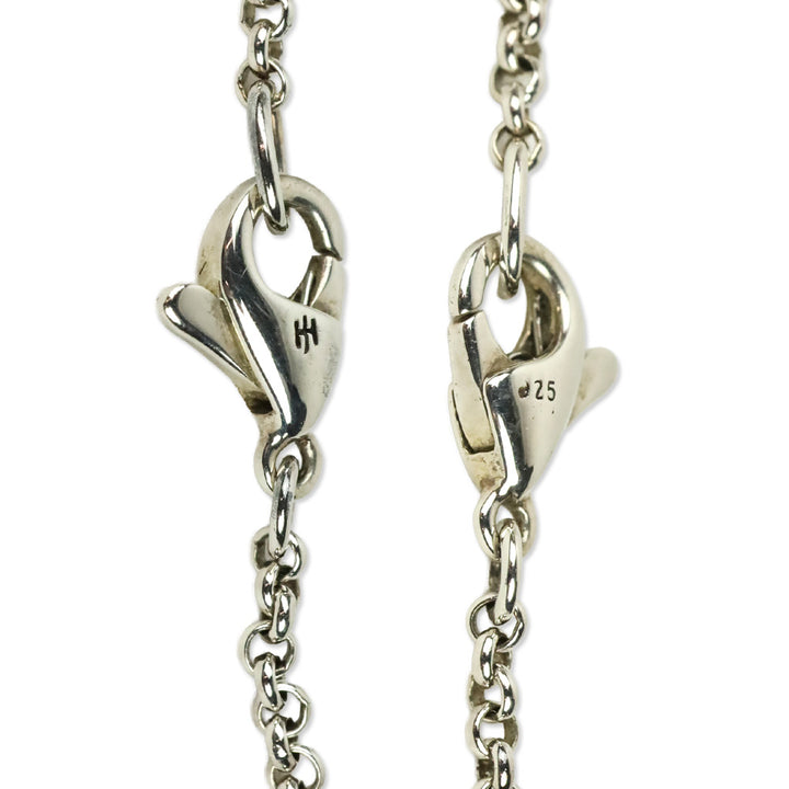 John Hardy CC Silver Diamond Pave Rolo Chain Necklace with Neon Yellow Enamel Pendant
