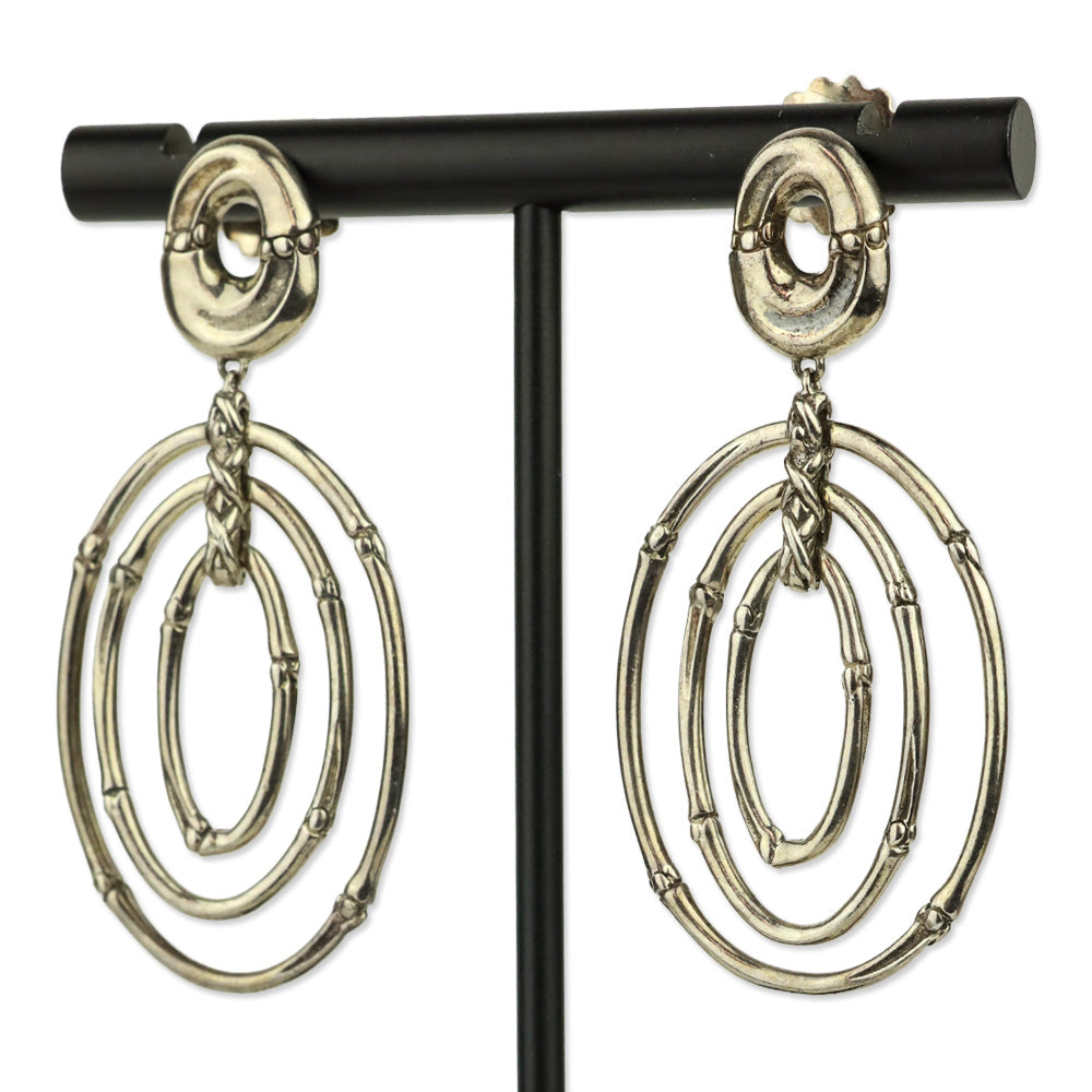 John Hardy Sterling Silver Bamboo Collection Oval Orbital Mobile Drop Earrings