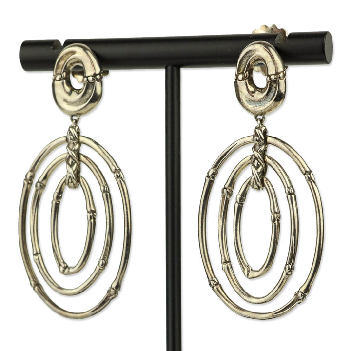 John Hardy Sterling Silver Bamboo Collection Oval Orbital Mobile Drop Earrings