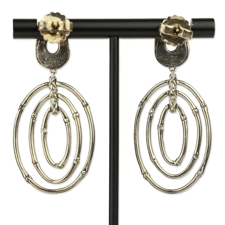John Hardy Sterling Silver Bamboo Collection Oval Orbital Mobile Drop Earrings