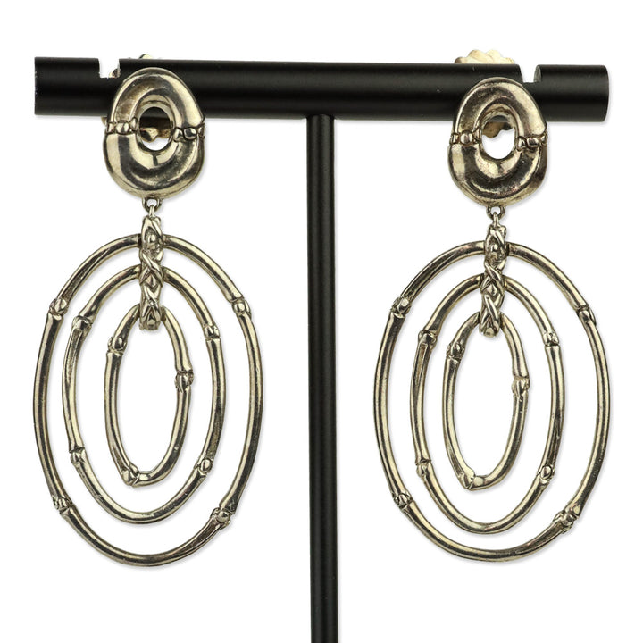 John Hardy Sterling Silver Bamboo Collection Oval Orbital Mobile Drop Earrings