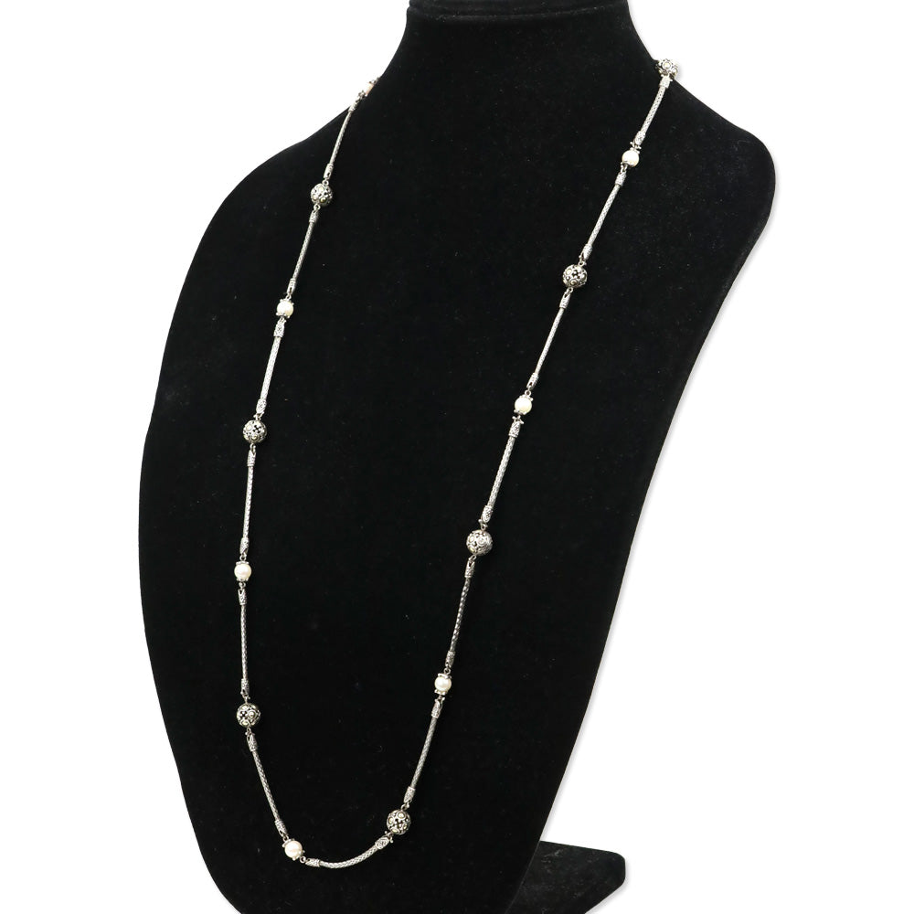 John Hardy Sterling Silver and 18K Yellow Gold Jaisalmer Station Pearl Necklace