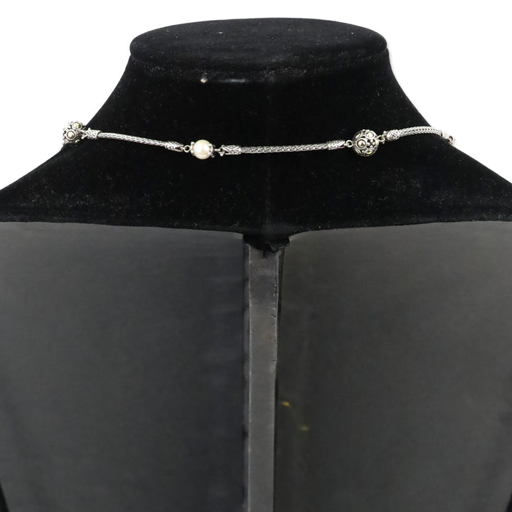 John Hardy Sterling Silver and 18K Yellow Gold Jaisalmer Station Pearl Necklace