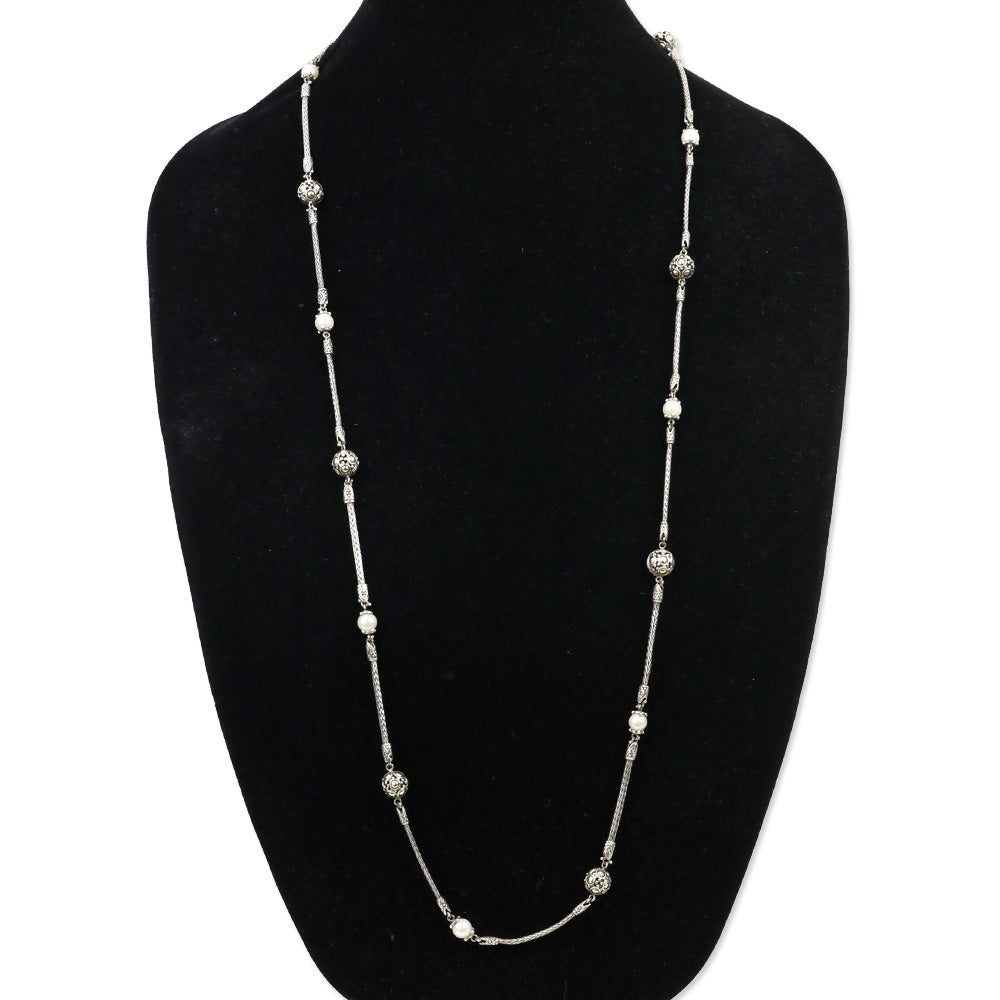 John Hardy Sterling Silver and 18K Yellow Gold Jaisalmer Station Pearl Necklace