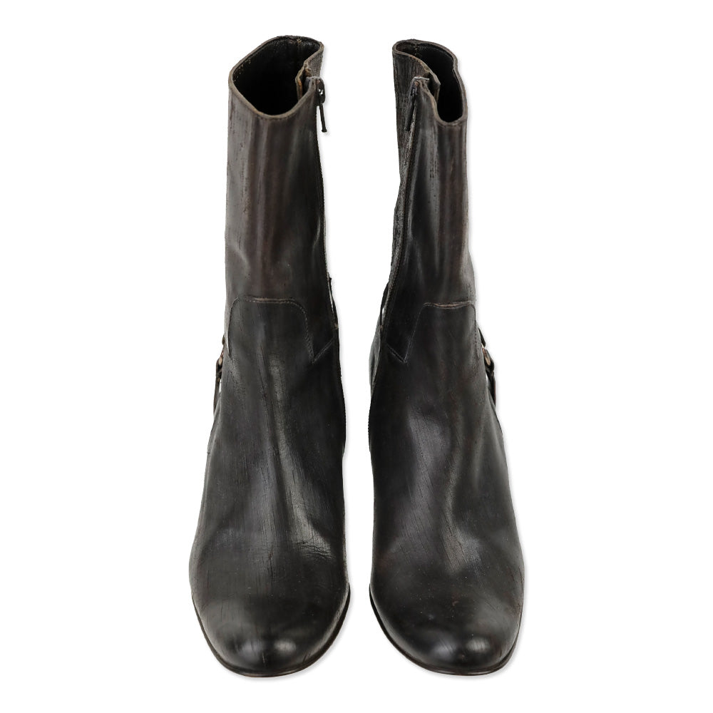 John Varvatos Brown Brushed Leather Harness Calf Boot