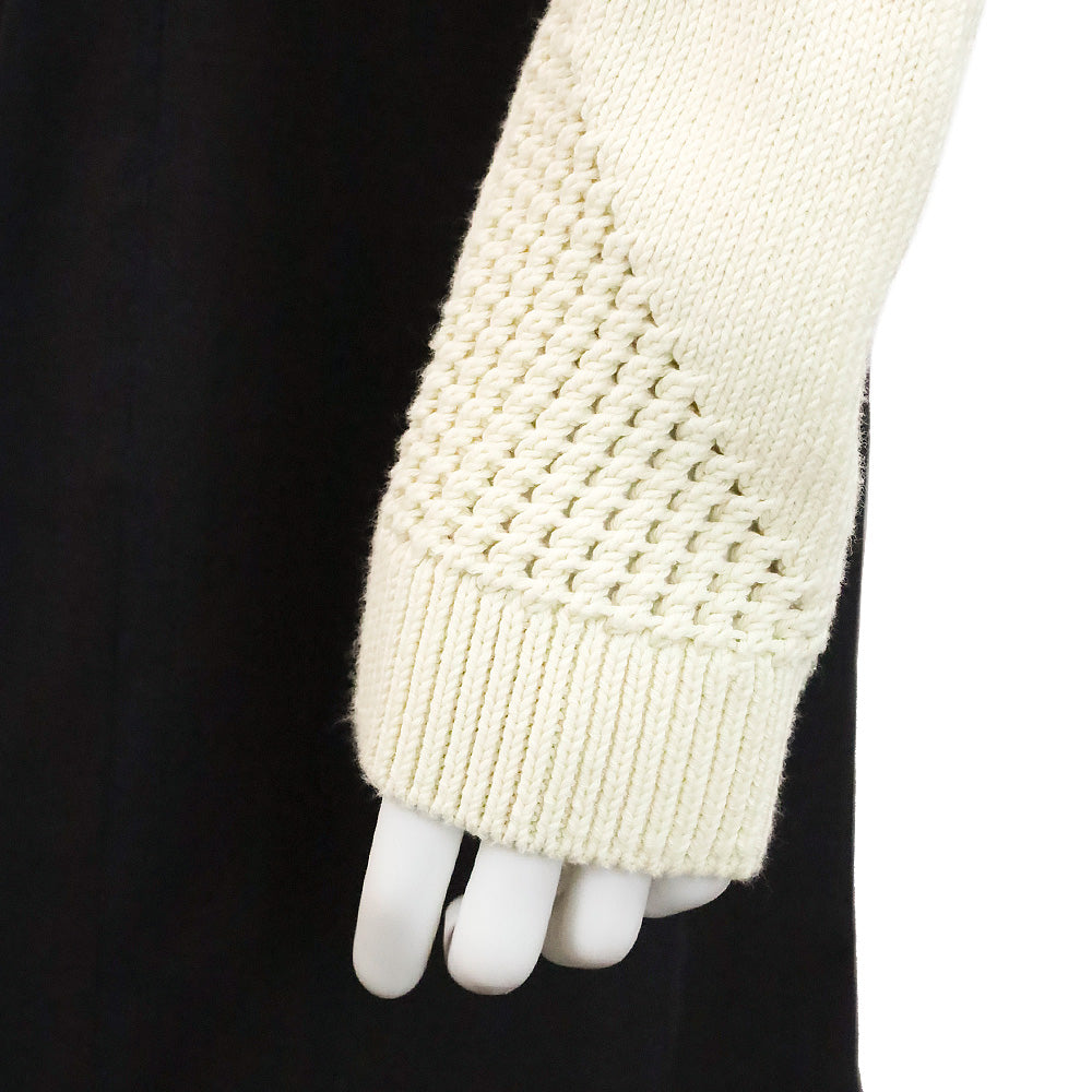 Johnathan Simkhai Cream Patchwork Knit Cropped Cardigan