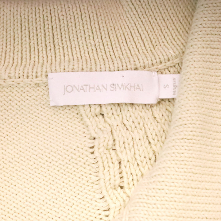 Johnathan Simkhai Cream Patchwork Knit Cropped Cardigan