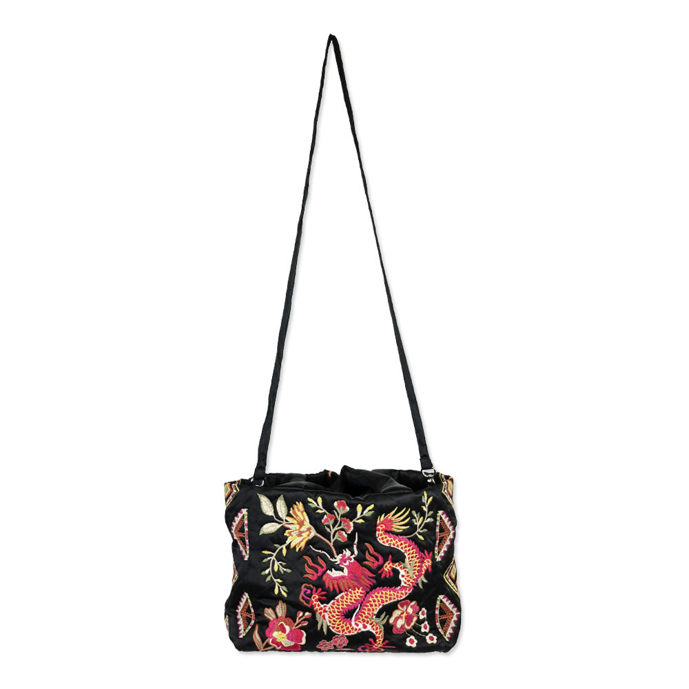 Johnny Was Black Lilith Quilted Satin Tote