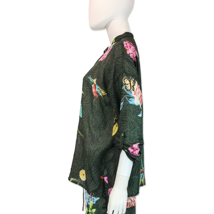 Johnny Was Blooming Seline Silk Button Up Shirt