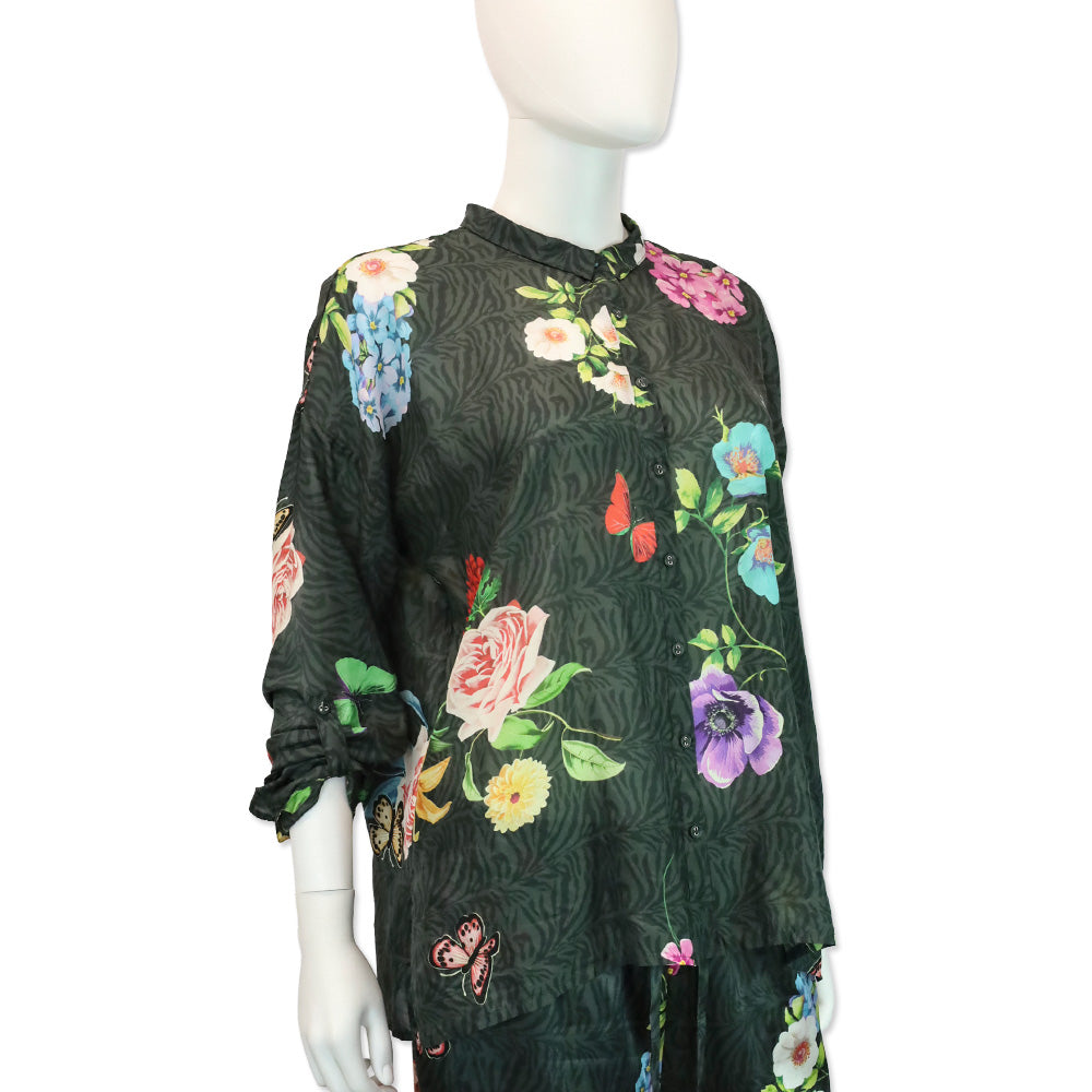 Johnny Was Blooming Seline Silk Button Up Shirt