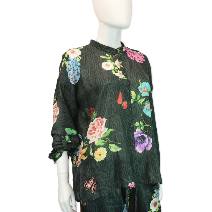 Johnny Was Blooming Seline Silk Button Up Shirt