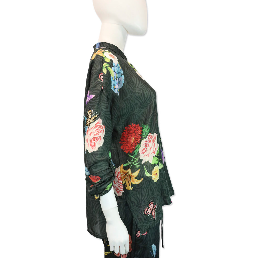 Johnny Was Blooming Seline Silk Button Up Shirt