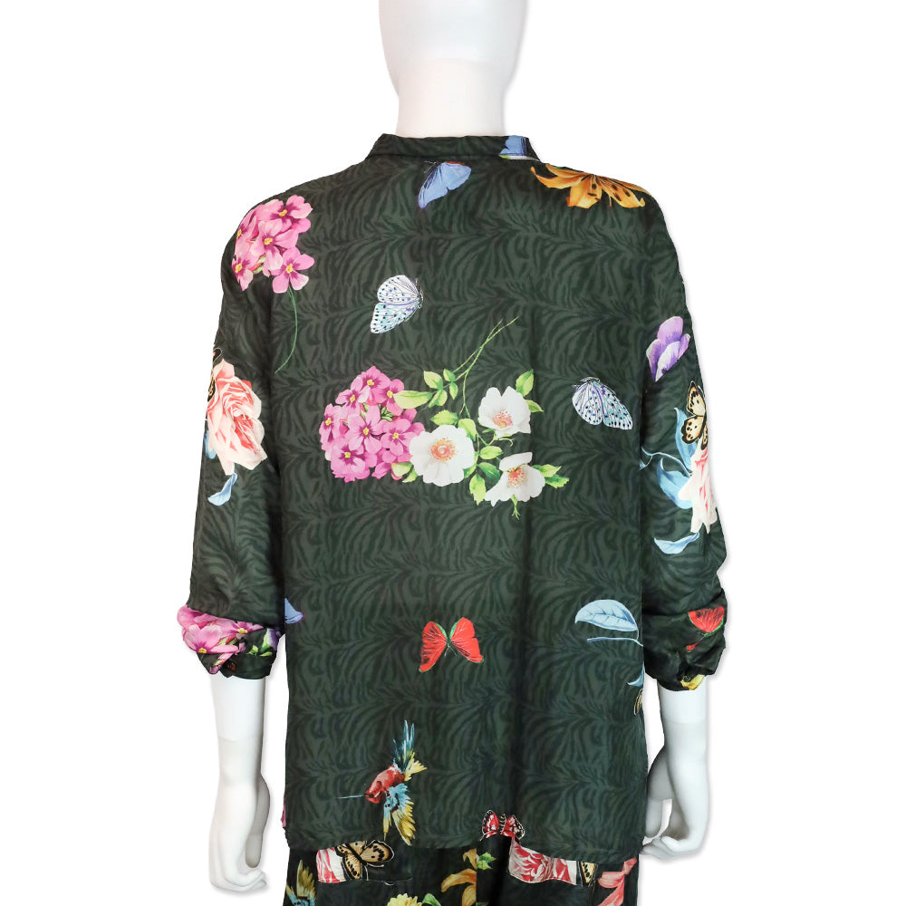 Johnny Was Blooming Seline Silk Button Up Shirt