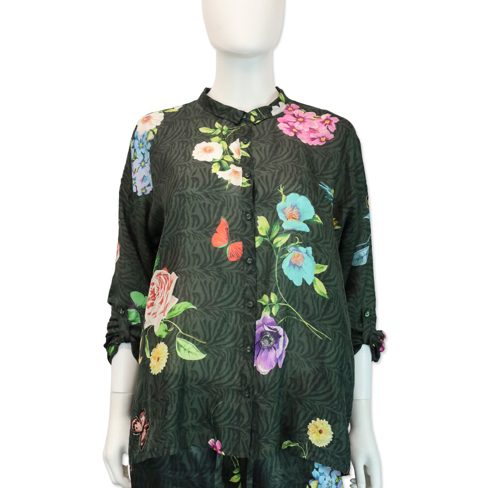 Johnny Was Blooming Seline Silk Button Up Shirt