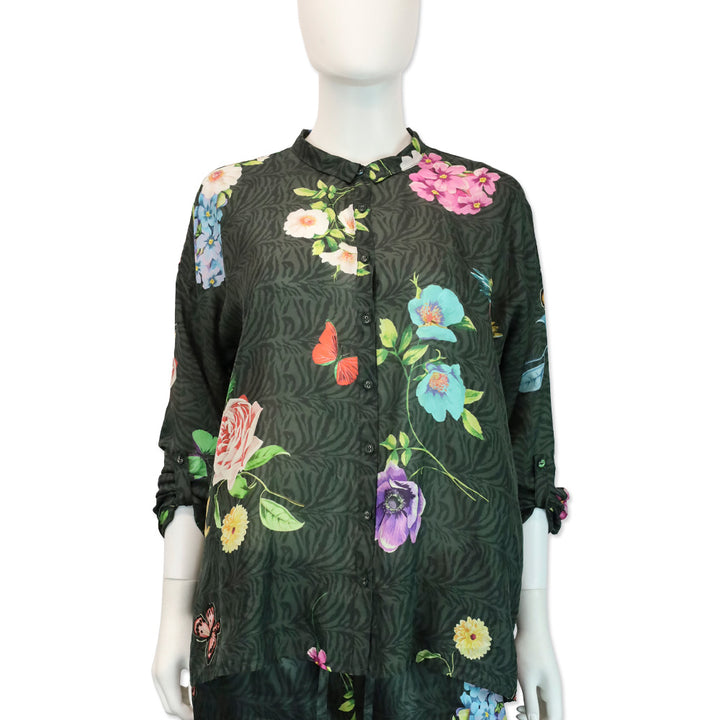 Johnny Was Blooming Seline Silk Button Up Shirt